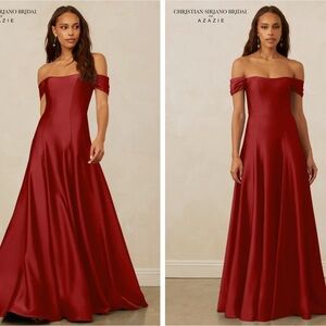Christian Siriano Red Off-Shoulder Gown for Weddings